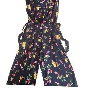 Sienna Sky Floral Jumpsuit - Black with Pink and Yellow Flowers